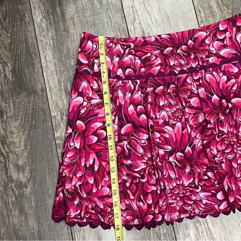NWT Kika Vargas Mum Scalloped Hem Mini Skirt Pink and White Floral Size 16